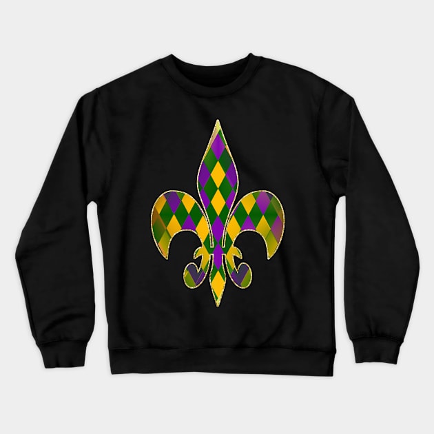 Harlequin Mardi Gras Crewneck Sweatshirt by RoxanneG